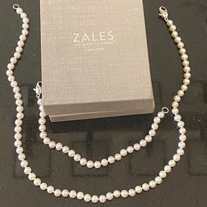 Sales- Pearl necklace and bracelet set - silver